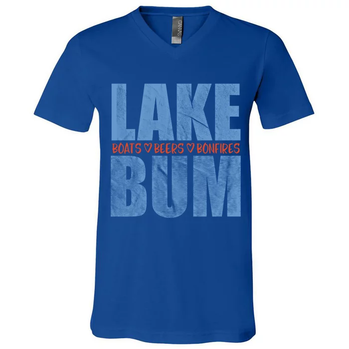 Lake Bum Lake Life Boating Fun Beer Ing Campfire Gift V-Neck T-Shirt