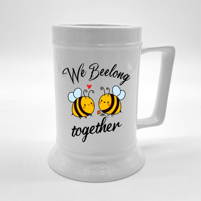 Loving Bees Love Heart Valentines Day For Couples Meaningful Gift Front & Back Beer Stein