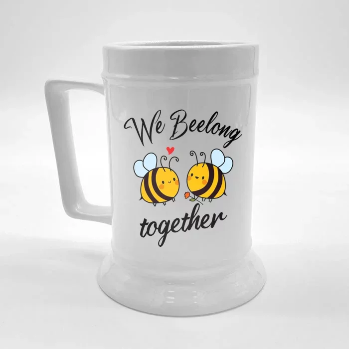 Loving Bees Love Heart Valentines Day For Couples Meaningful Gift Front & Back Beer Stein