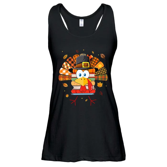 Librarian Book Lover Reader Funny Turkey Thanksgiving Fall Ladies Essential Flowy Tank