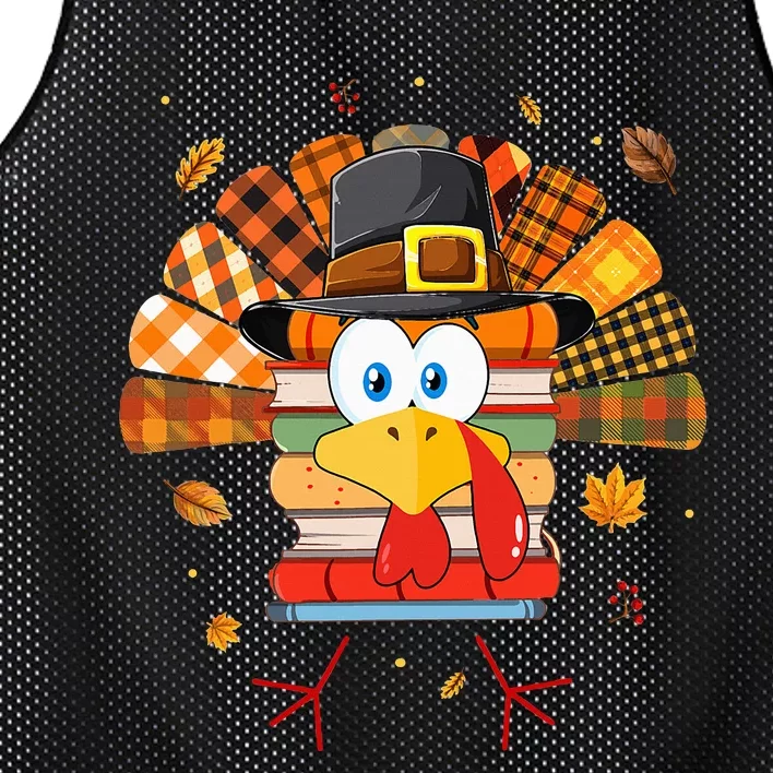 Librarian Book Lover Reader Funny Turkey Thanksgiving Fall Mesh Reversible Basketball Jersey Tank