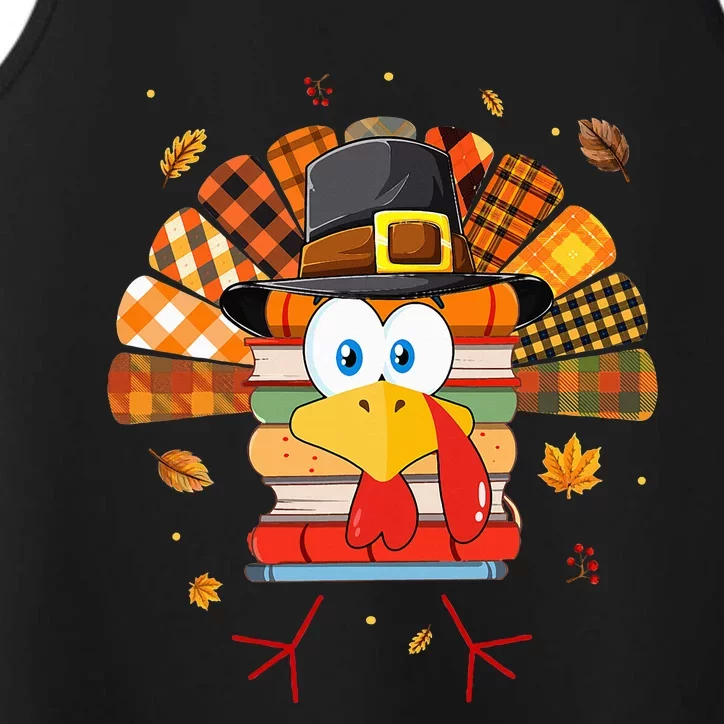 Librarian Book Lover Reader Funny Turkey Thanksgiving Fall Performance Tank