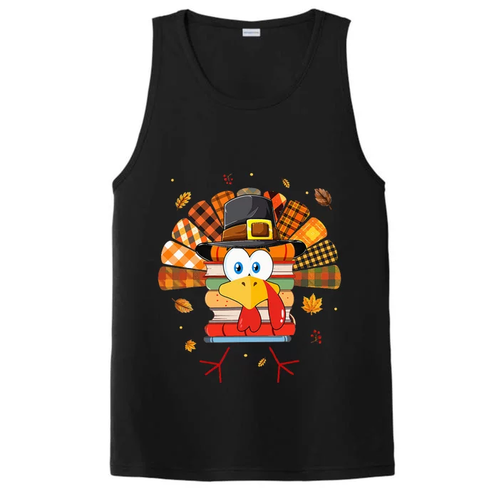 Librarian Book Lover Reader Funny Turkey Thanksgiving Fall Performance Tank