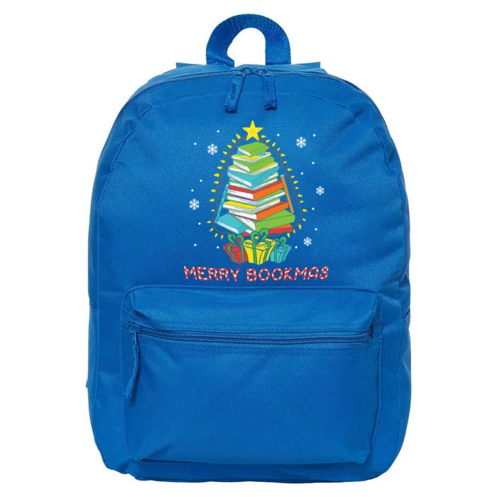 Librarian Book Lover Books Christmas Tree Merry Bookmas Xmas Gift 16 in Basic Backpack