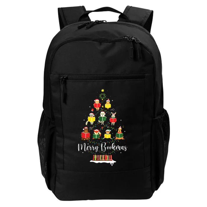 Librarian Book Lover Books Christmas Tree Merry Bookmas Xmas Daily Commute Backpack