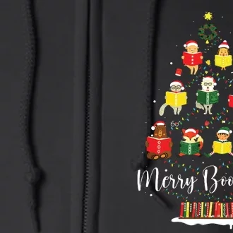 Librarian Book Lover Books Christmas Tree Merry Bookmas Xmas Full Zip Hoodie