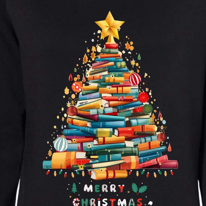 Library Book Lover Teacher Christmas Tree Made Of Books Gift Womens California Wash Sweatshirt