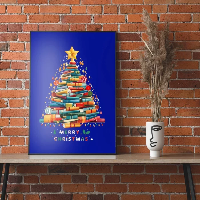 Library Book Lover Teacher Christmas Tree Made Of Books Gift Poster