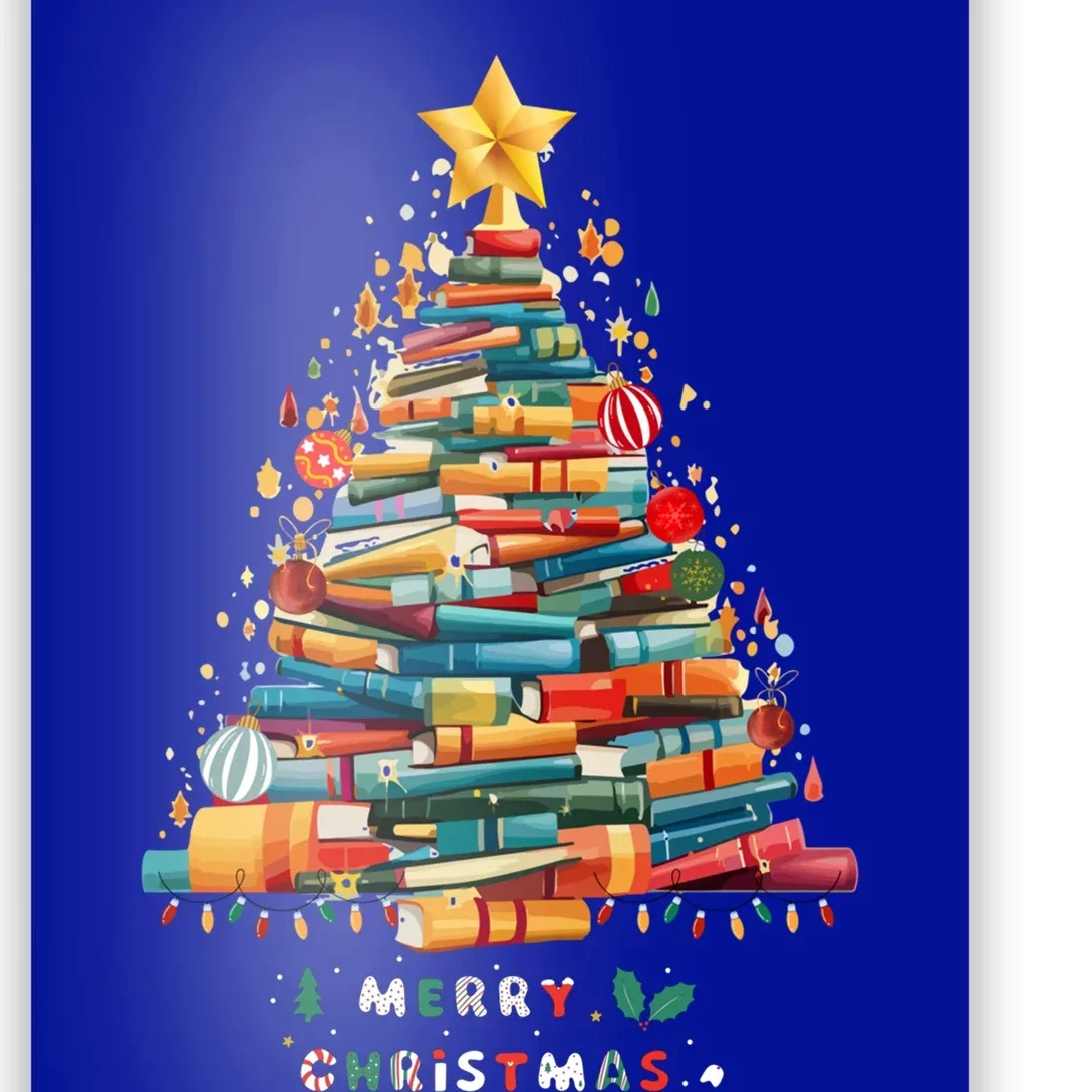 Library Book Lover Teacher Christmas Tree Made Of Books Gift Poster