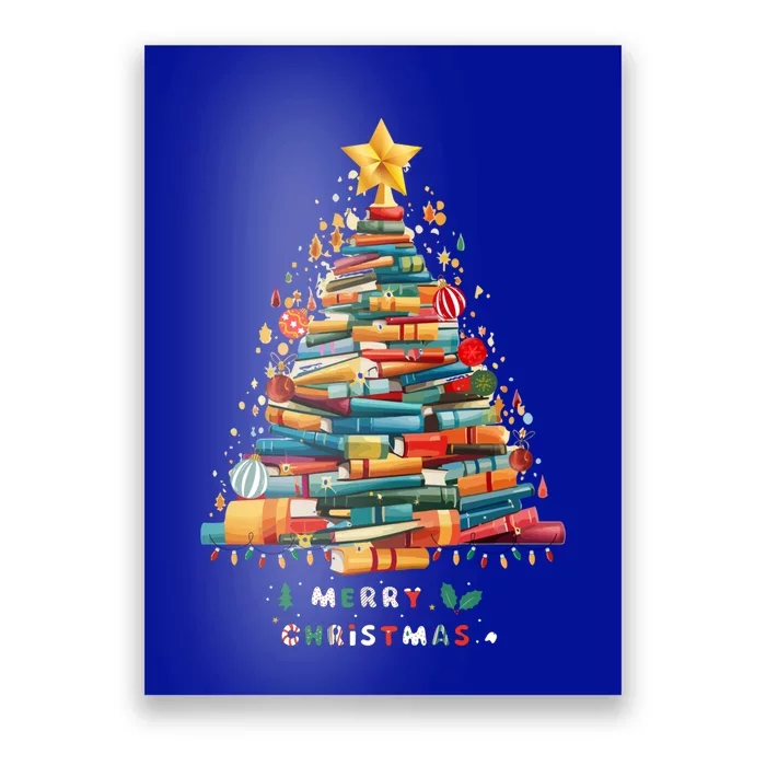 Library Book Lover Teacher Christmas Tree Made Of Books Gift Poster