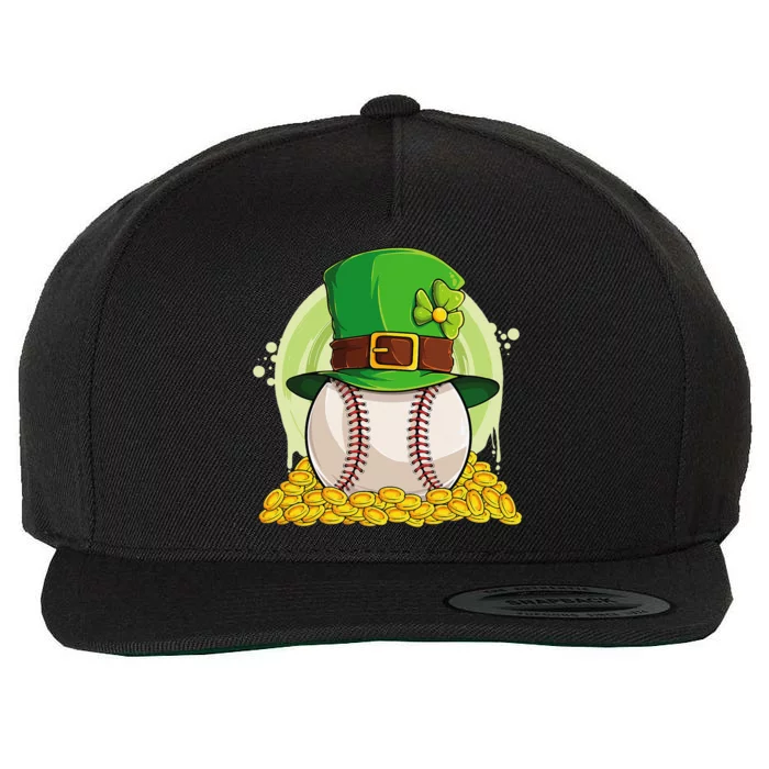 Lucky Baseball Leprechaun Hat Pile Golden Coins Wool Snapback Cap