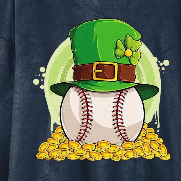 Lucky Baseball Leprechaun Hat Pile Golden Coins Hooded Wearable Blanket