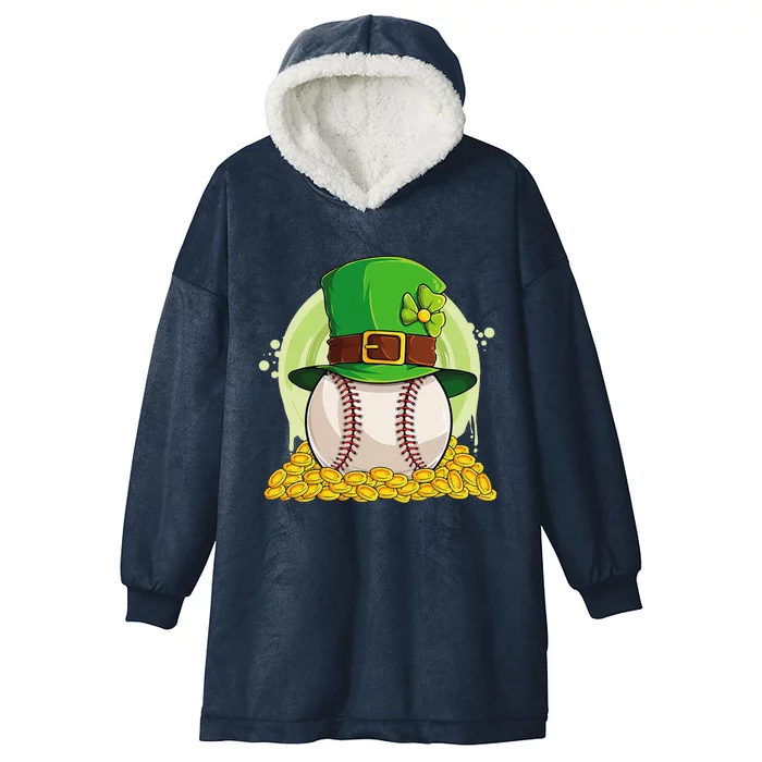 Lucky Baseball Leprechaun Hat Pile Golden Coins Hooded Wearable Blanket