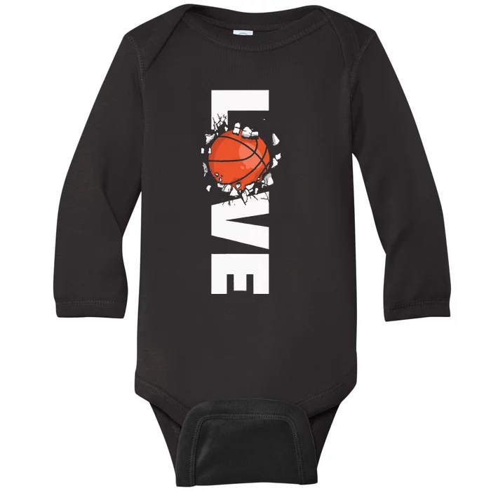 Love Basketball Baby Long Sleeve Bodysuit