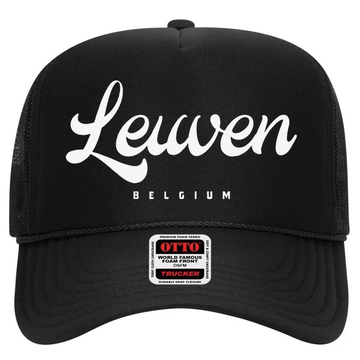 Leuven Belgium High Crown Mesh Trucker Hat