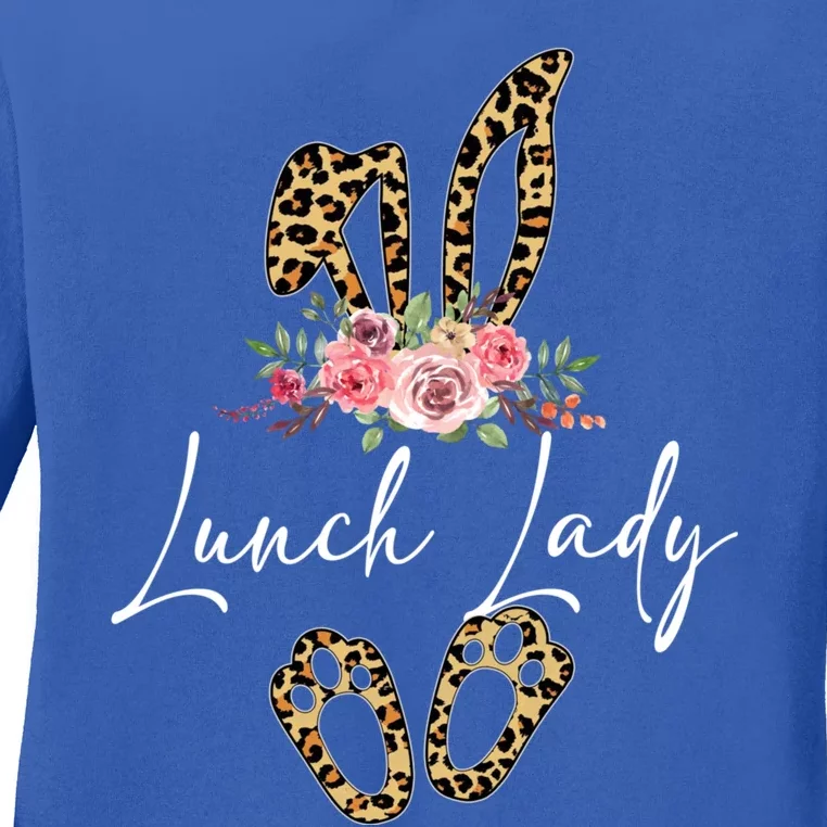 Leopard Bunny Lunch Lady Easter Day Gift Ladies Long Sleeve Shirt