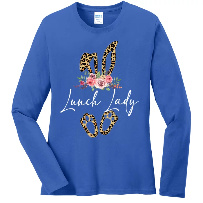 Leopard Bunny Lunch Lady Easter Day Gift Ladies Long Sleeve Shirt