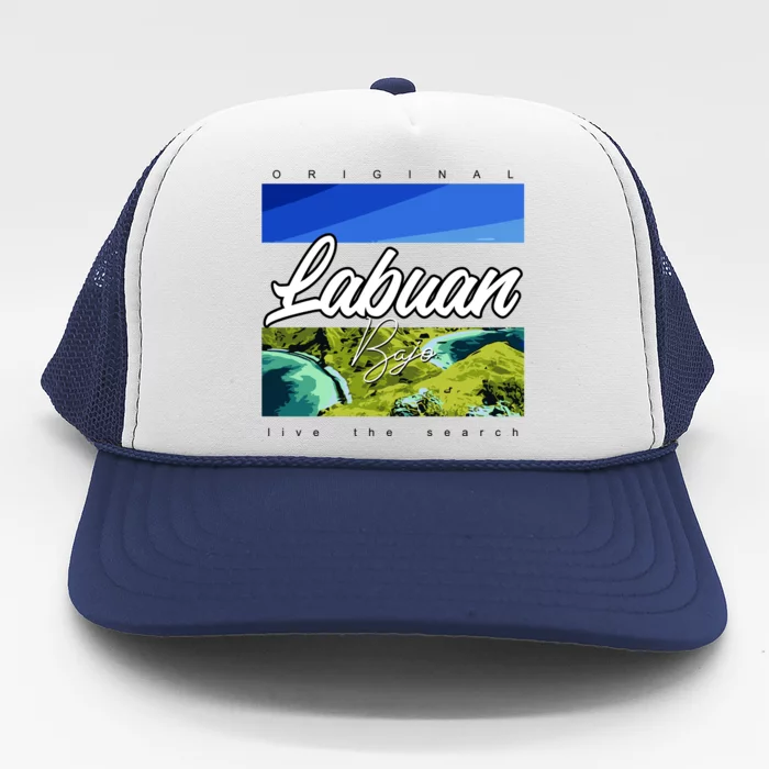 Labuan Bajo Live The Search Trucker Hat