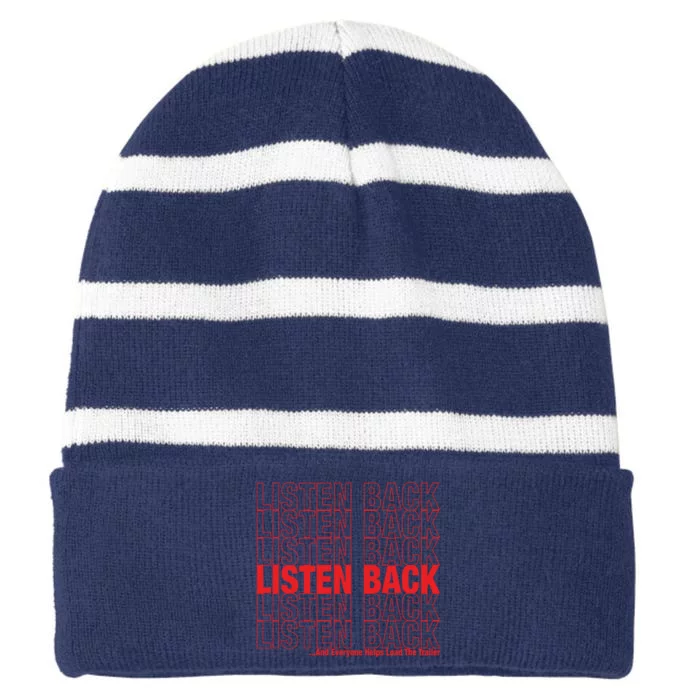 Listen Back Striped Beanie with Solid Band