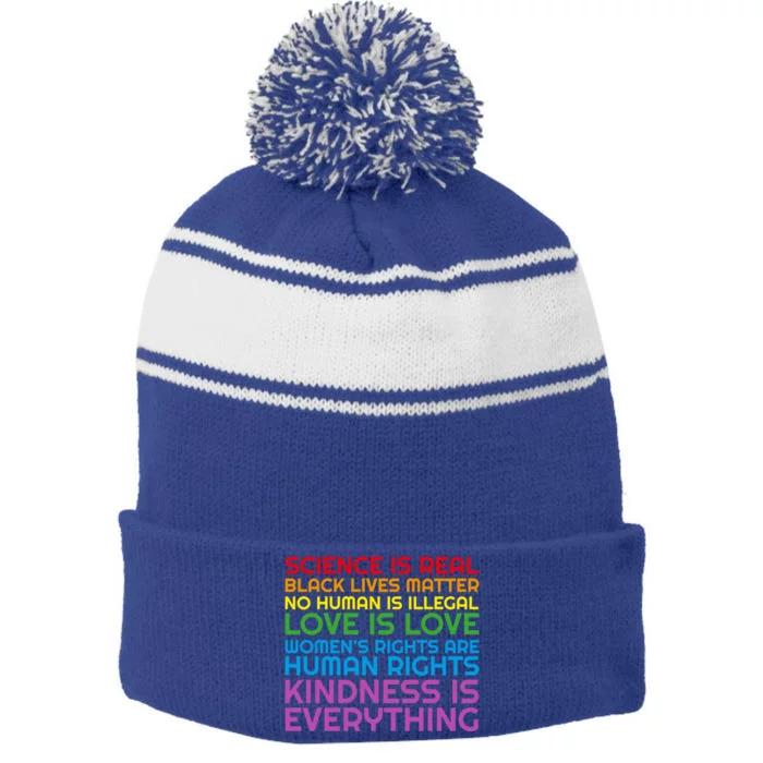 Lgbtq Black Lives Matter Science Hu Rights Gift Stripe Pom Pom Beanie