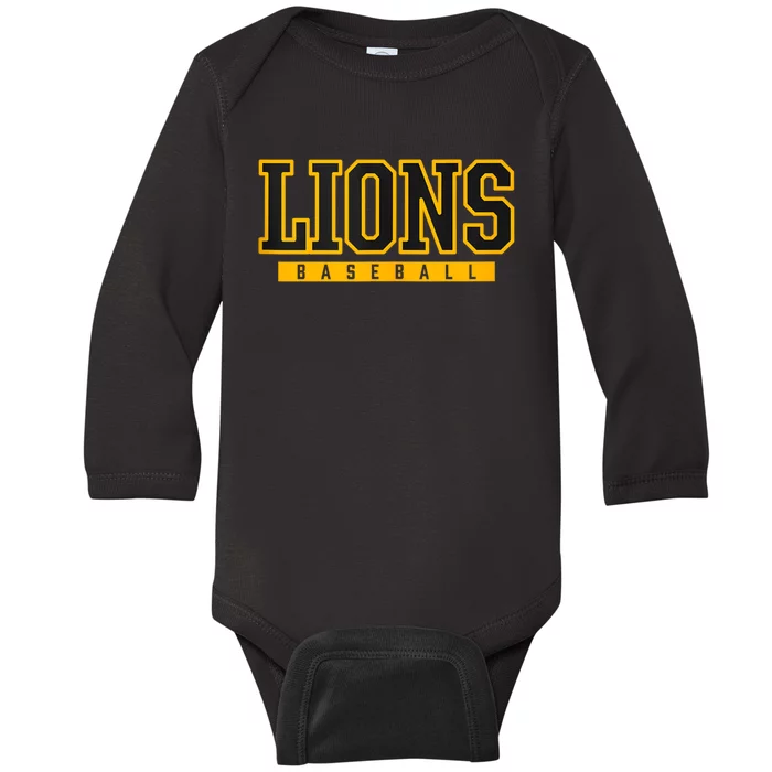 Lions Baseball Baby Long Sleeve Bodysuit