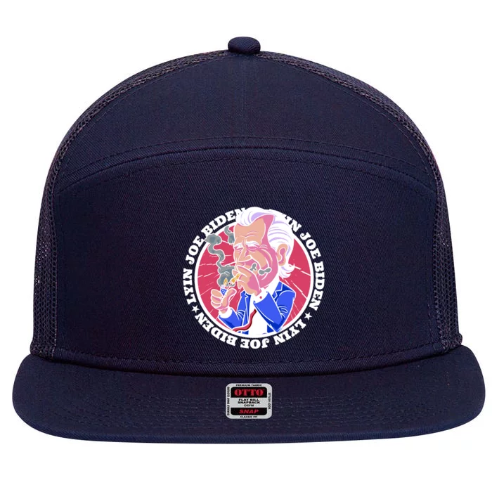 Lyin Biden 7 Panel Mesh Trucker Snapback Hat