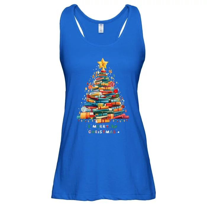 Library Book Lover Teacher Christmas Tree Made Of Books Gift Ladies Essential Flowy Tank