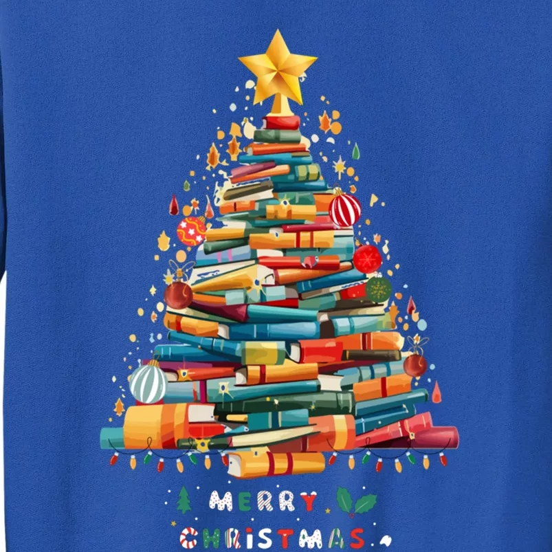 Library Book Lover Teacher Christmas Tree Made Of Books Gift Tall Sweatshirt