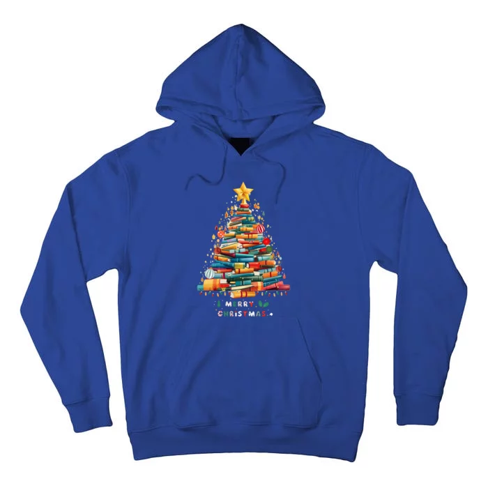 Library Book Lover Teacher Christmas Tree Made Of Books Gift Tall Hoodie