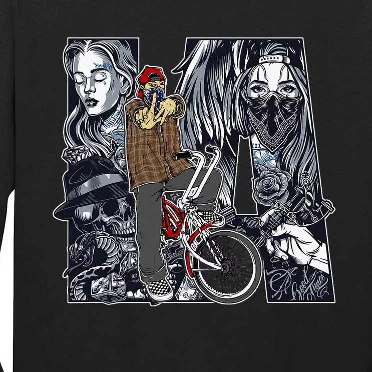 Lowrider Bike LA Chicano Cholo Los Angeles Lowrider Tall Long Sleeve T-Shirt