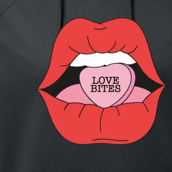 Love Bites Lip Graphic – Bold & Edgy Style Statement Performance Fleece Hoodie