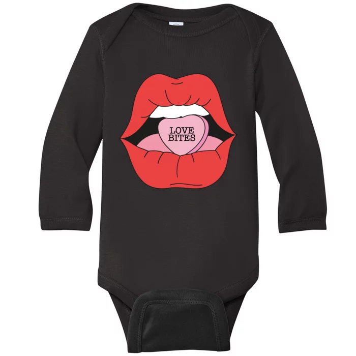 Love Bites Lip Graphic – Bold & Edgy Style Statement Baby Long Sleeve Bodysuit