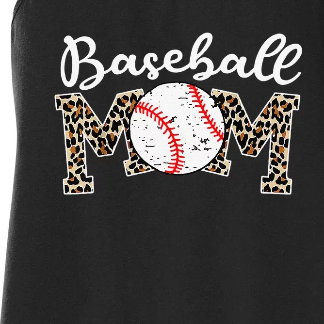 Leopard Baseball Mom Life Game Day Mothers Day Women's Racerback Tank