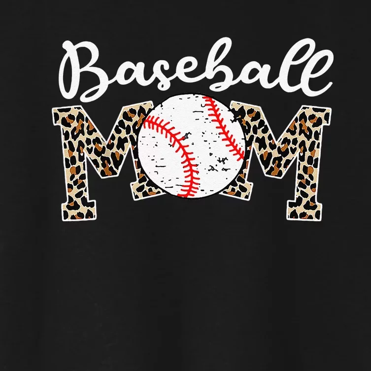 Leopard Baseball Mom Life Game Day Mothers Day Women's Crop Top Tee