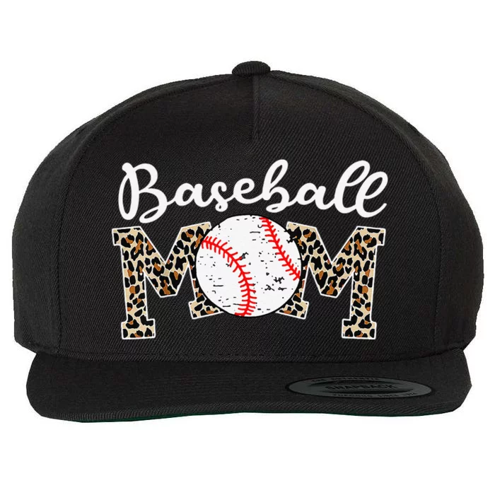 Leopard Baseball Mom Life Game Day Mothers Day Wool Snapback Cap