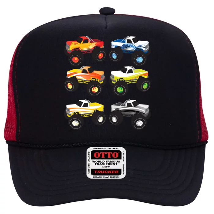 Little Boys Monster Trucks Pickup Truck Funny School Gift High Crown Mesh Trucker Hat