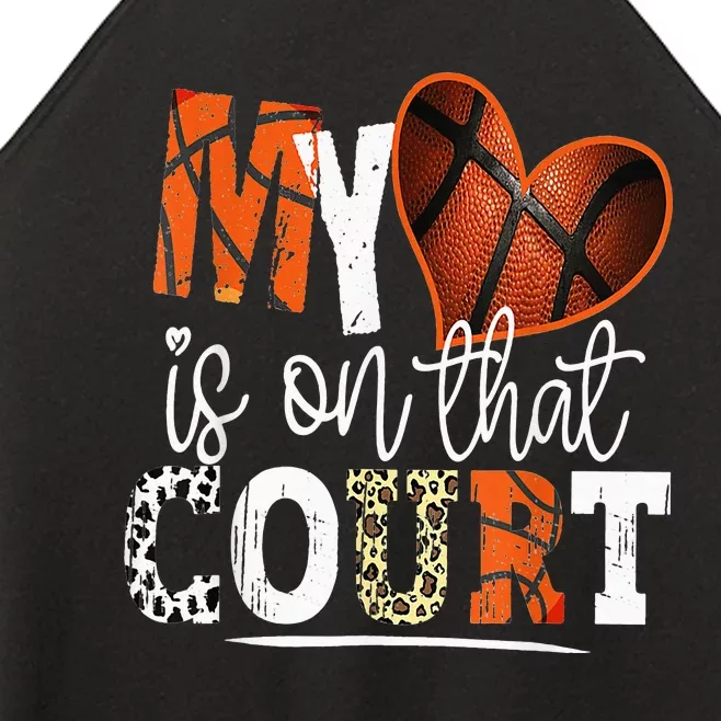 Leopard Basketball Mom My Heart is on That Court Basketball Women’s Perfect Tri Rocker Tank