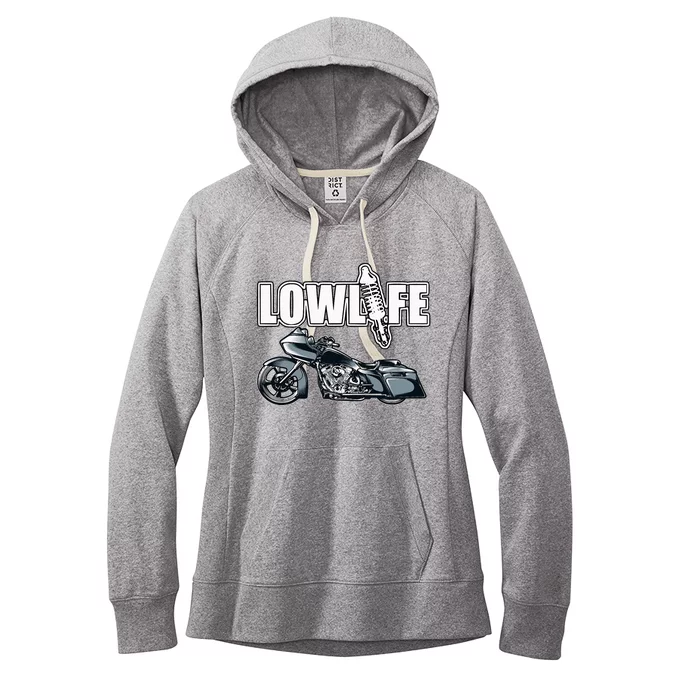 Lowlife Bagger Motorcycle . Chicano Vicla Lowrider Bikes Women's Fleece Hoodie