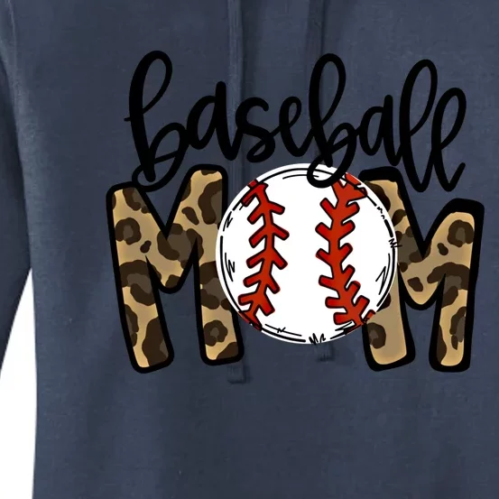 Leopard Baseball Mom Game Day Baseball Season Mothers Day Great Gift Women's Pullover Hoodie