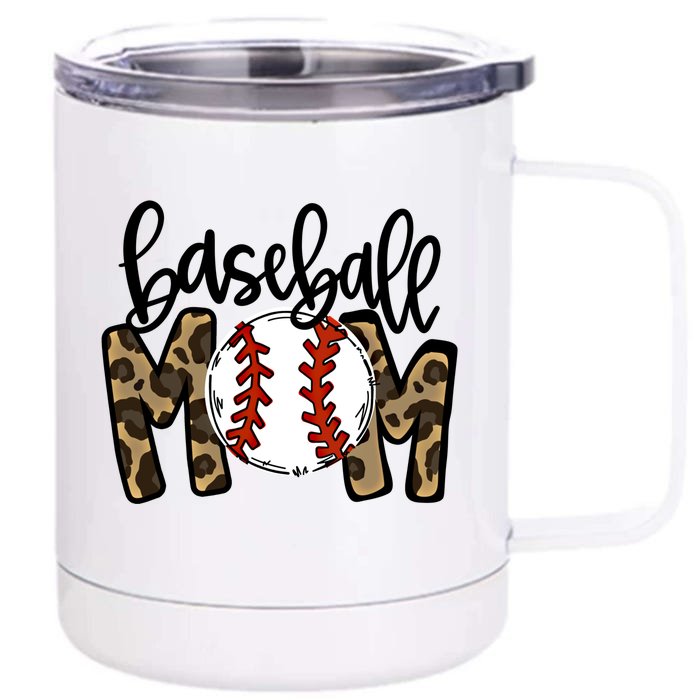 Leopard Baseball Mom Game Day Baseball Season Mothers Day Great Gift Front & Back 12oz Stainless Steel Tumbler Cup