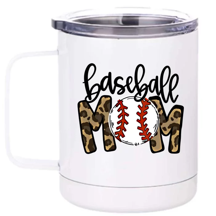 Leopard Baseball Mom Game Day Baseball Season Mothers Day Great Gift Front & Back 12oz Stainless Steel Tumbler Cup