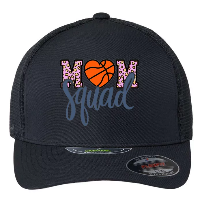 Leopard Basketball Mom Squad Basketball Mother's Day Flexfit Unipanel Trucker Cap