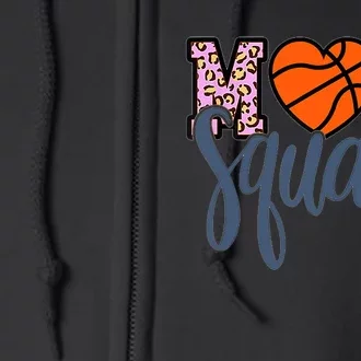 Leopard Basketball Mom Squad Basketball Mother's Day Full Zip Hoodie