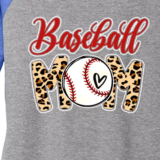 Leopard Baseball Mom Life Game Day Mama Mothers Day Gift Women's Tri-Blend 3/4-Sleeve Raglan Shirt