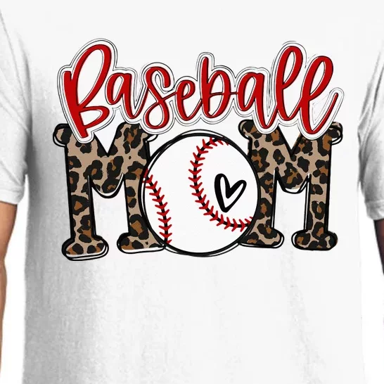 Leopard Baseball Mom Game Day Vibes T Ball Mom Mothers Day Pajama Set