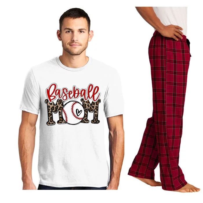 Leopard Baseball Mom Game Day Vibes T Ball Mom Mothers Day Pajama Set