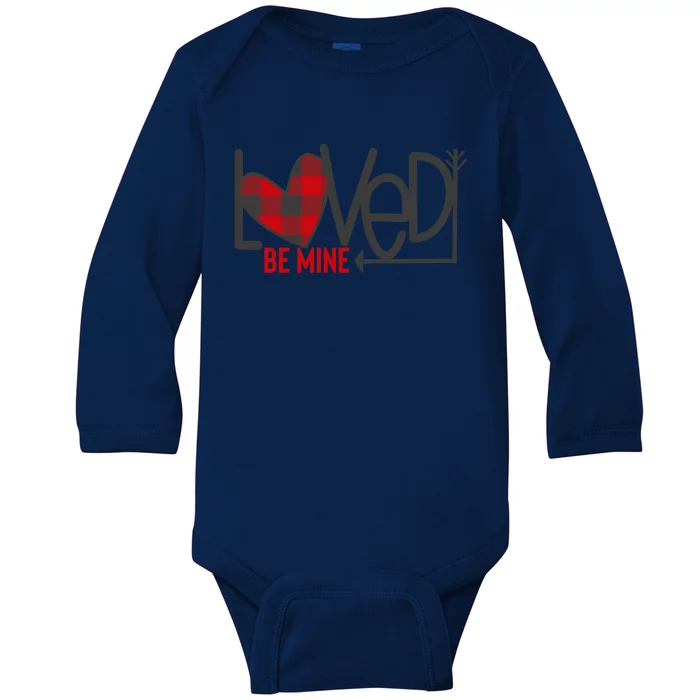 Loved Be Mine Buffalo Plaid Heart Be Mine Valentines Day Cute Gift Baby Long Sleeve Bodysuit