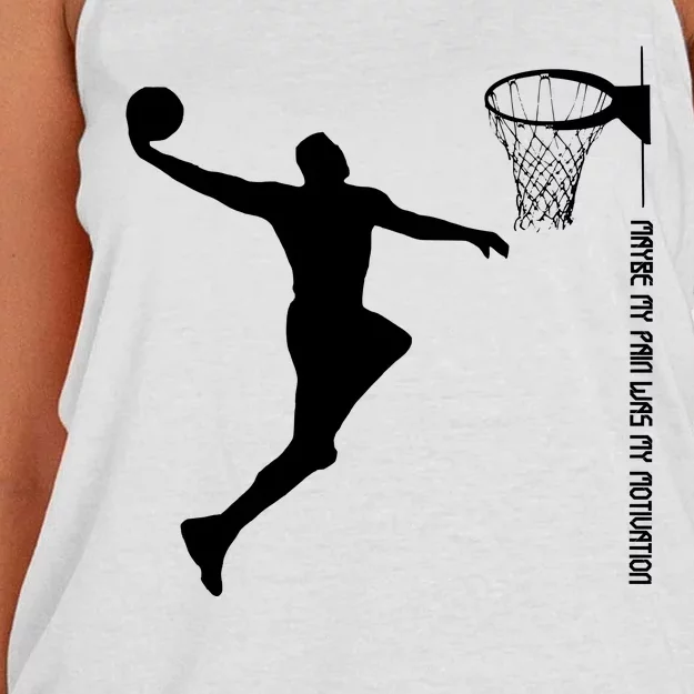 Maybe My Pain Was My Motivation Basketball Quote Lebron Women's Knotted Racerback Tank