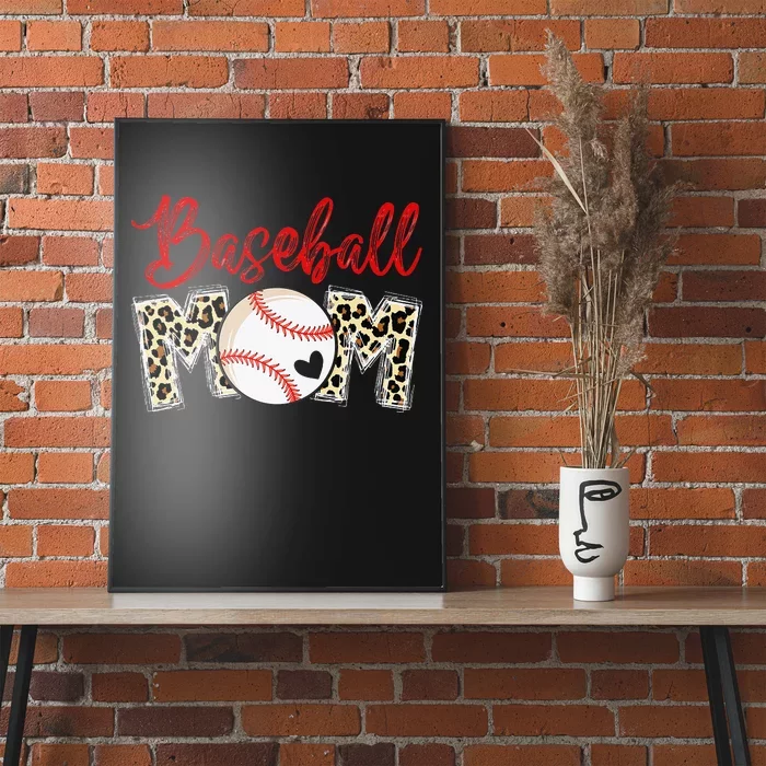 Leopard Baseball Mom Sports gift mother's day Poster