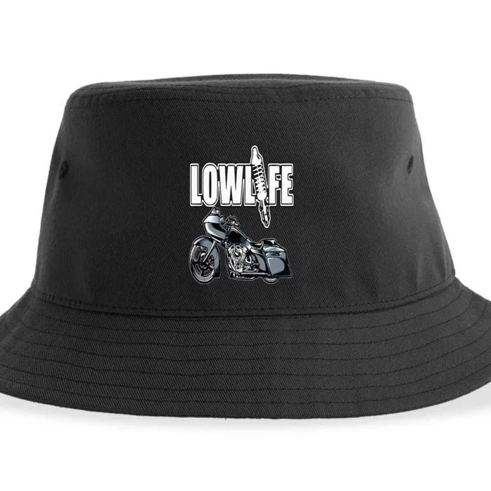 Lowlife Bagger Motorcycle . Chicano Vicla Lowrider Bikes Sustainable Bucket Hat